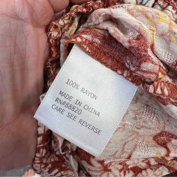 Cynthia Rowley rust floral crop top SZ MED - Picture 4 of 4